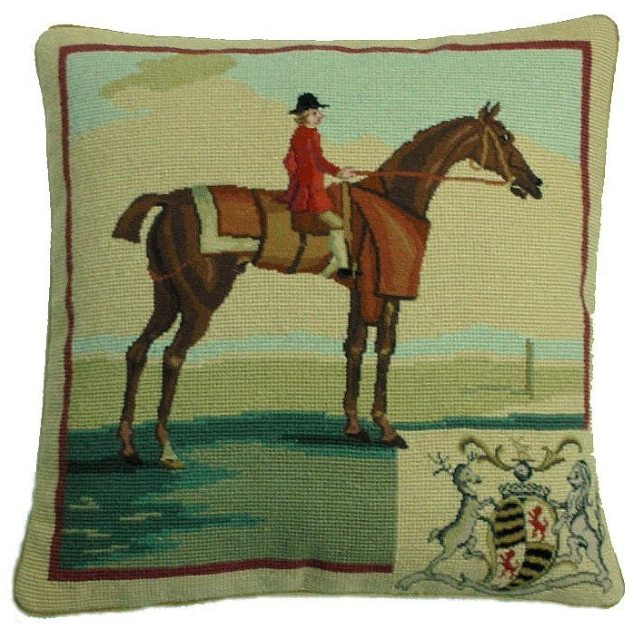 Red Rider - 17" x 17" needlepoint pillow