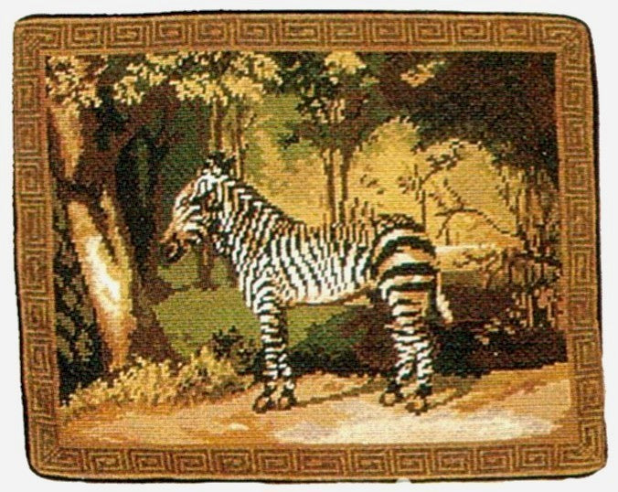 Zebra on Brown - 14 x 18" needlepoint pillow