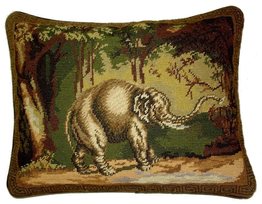 Fat Elephant - 14 x 18" needlepoint pillow