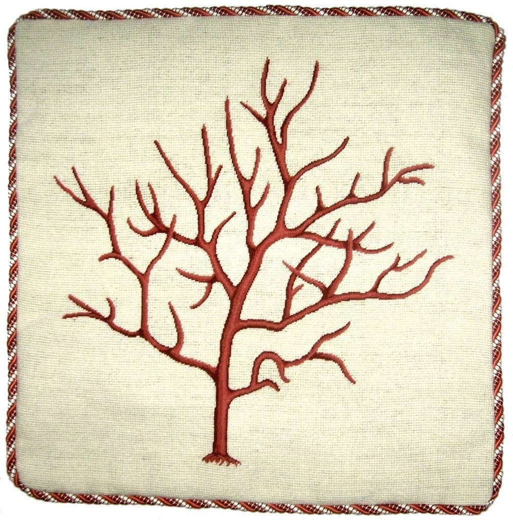 Red Pencil Coral - 21 x 21" needlepoint pillow