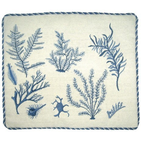 Corals in Blue - 21 x 25" needlepoint pillow