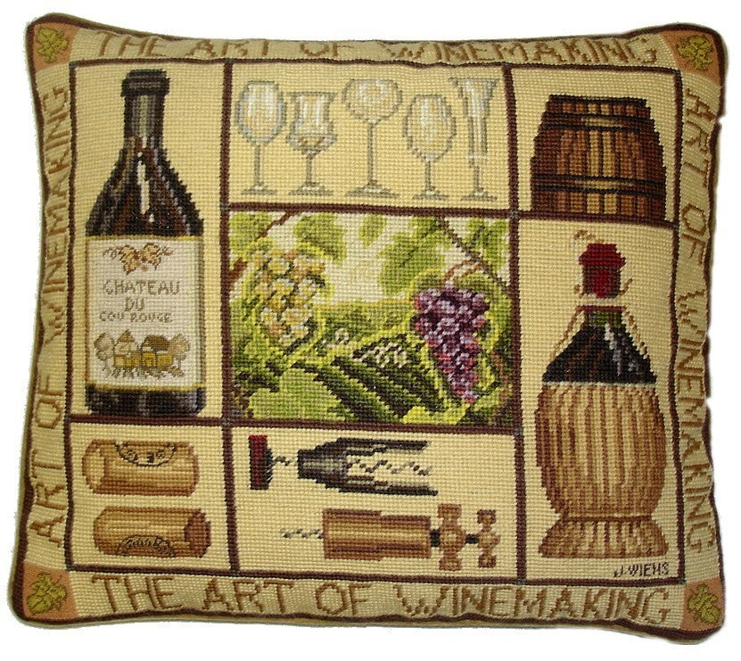 Fine Wines - 16 by 18" needlepoint pillows
