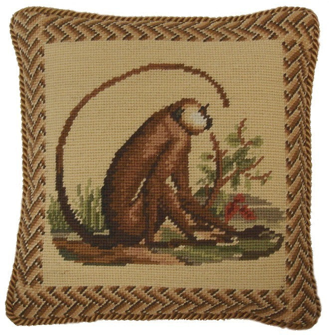Tail for Shade Monkey - 12" x 12" needlepoint pillow