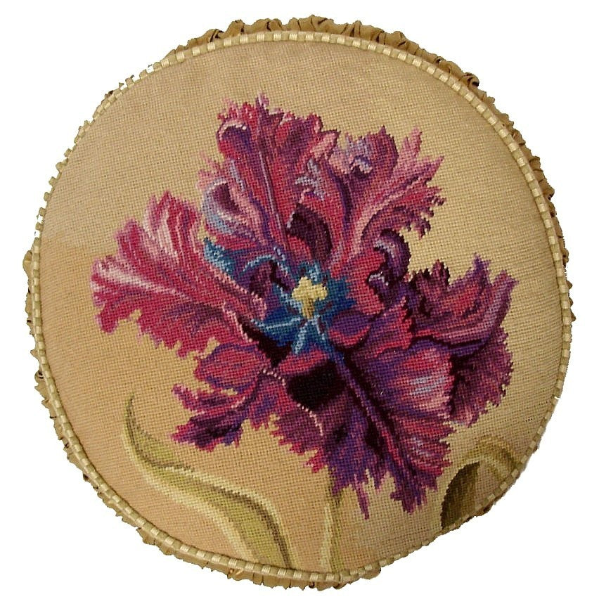Circle Purple Iris - 22" needlepoint pillow