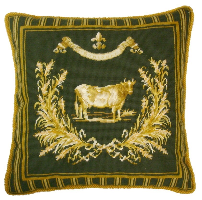Cow on Green - 19 x 19" needlepoint pillow