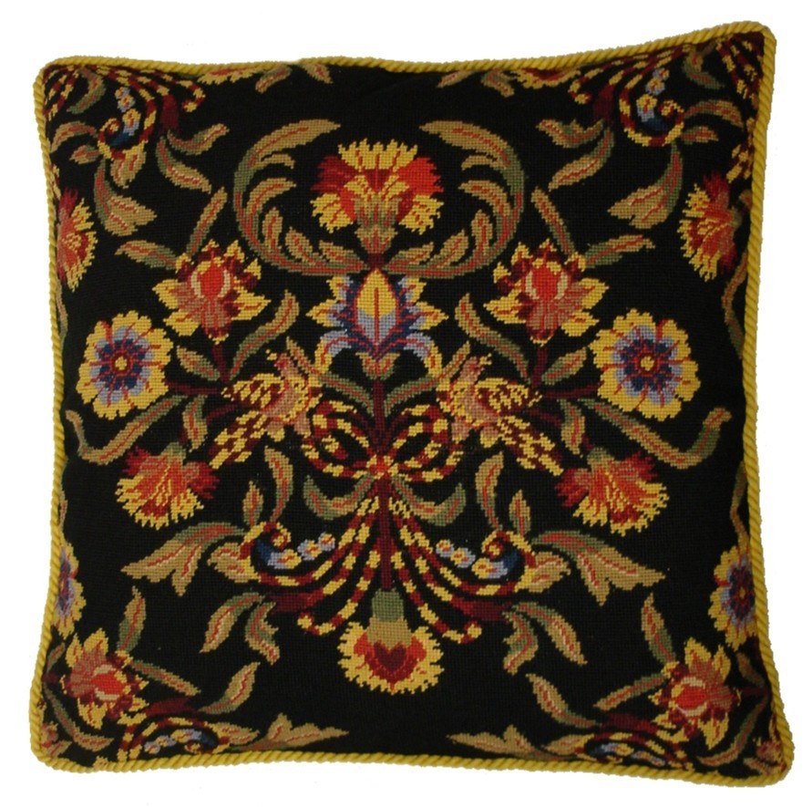 Accented Black - 24 x 24" needlepoint pillow