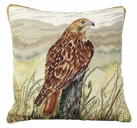 Red Tail Hawk 18" x 18 needlepoint pillow