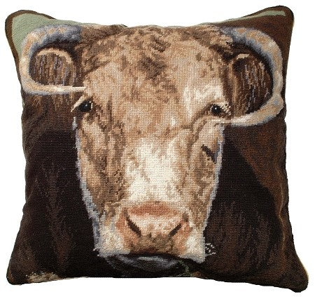 Ralph the Bull 20"x20" Needlepoint Pillow