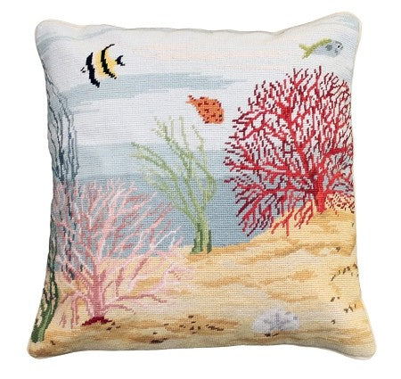 Coral Reef Left 18" x 18" Needlepoint Pillow