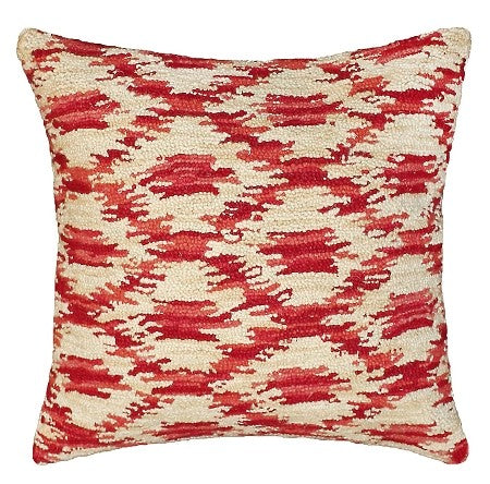 Ikat Ruby 18" x 18 Hooked Wool Pillow