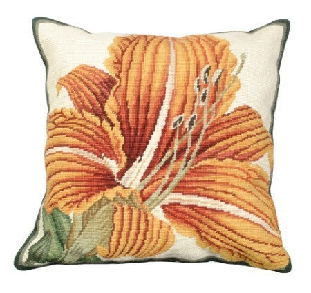 Day Lily 18" x 18 needlepoint pillow