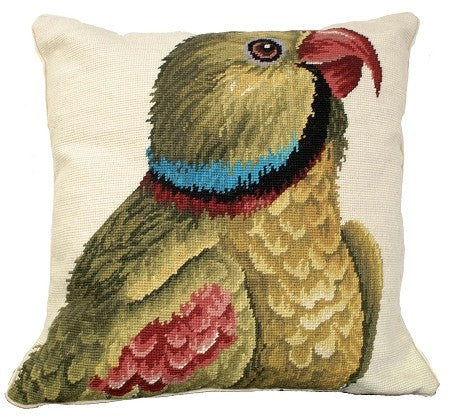 Parrot Looking Right, 18" x 18" Needlepoint Pillow