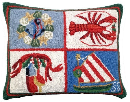 Nautical Christmas, 16"x20", Hooked Pillow