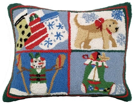 Puppy/Stockings 16"x20" Hooked Pillow