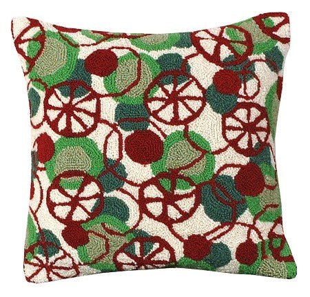 Peppermint Disco 18" x 18 Hooked Wool Pillow