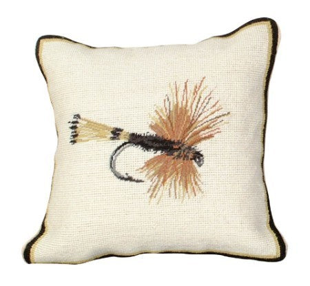 Yellow Fly 12" x 12 Mixed-Stitch Pillow