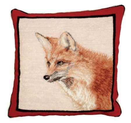 Large Fox 18" x 18 needlepoint pillow