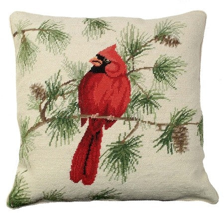 Cardinal 18" x 18" Needlepoint Pillow
