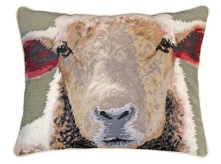 Sheep Face 16" x 20" Needlepoint PIllow