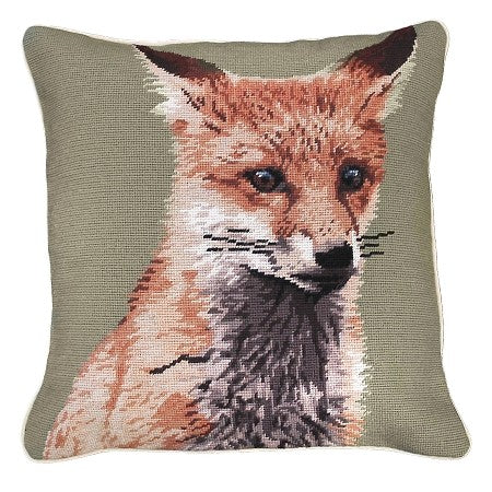 Sitting Fox 18" x 18" Needlepoint PIllow