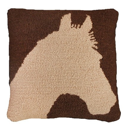 Silhouette Horse 18" x18" Hooked Pillow