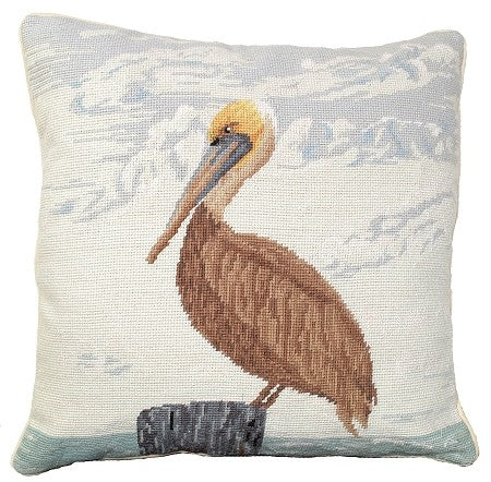 Pelican, 18" x 18" Needlepoint Pillow