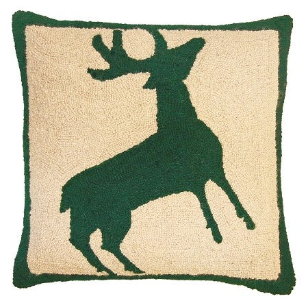 Reindeer 18" x 18" Hand Hooked Pillow