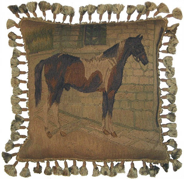 Horse Facing Right - 20" x 20" Aubusson pillow